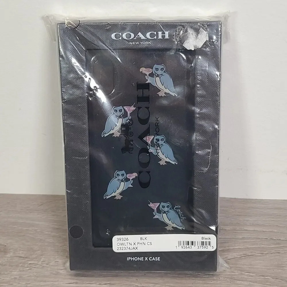 Coach‎ iPhone X & XS Glittery Black Case Owl Cocktail Party NWT